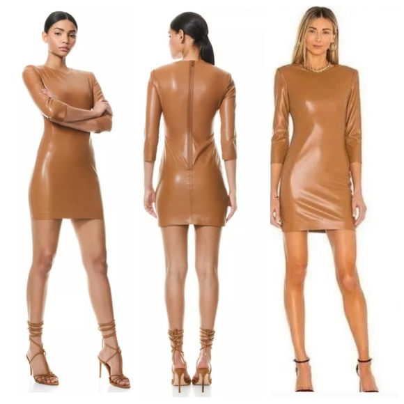 Alice + olivia inka leather mini dress Size 4 - Picture 2 of 16